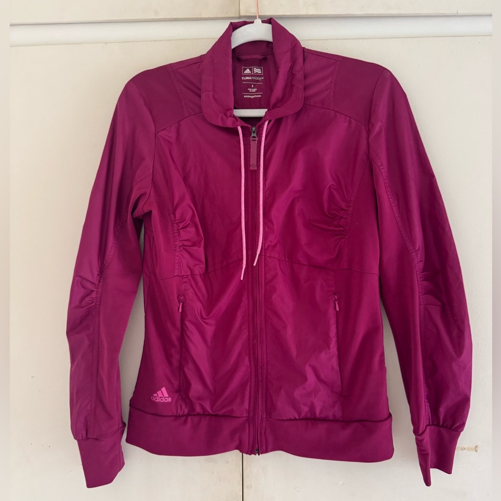 Adidas ClimaProof women’s golf zip-up jacket fuschia purple size small